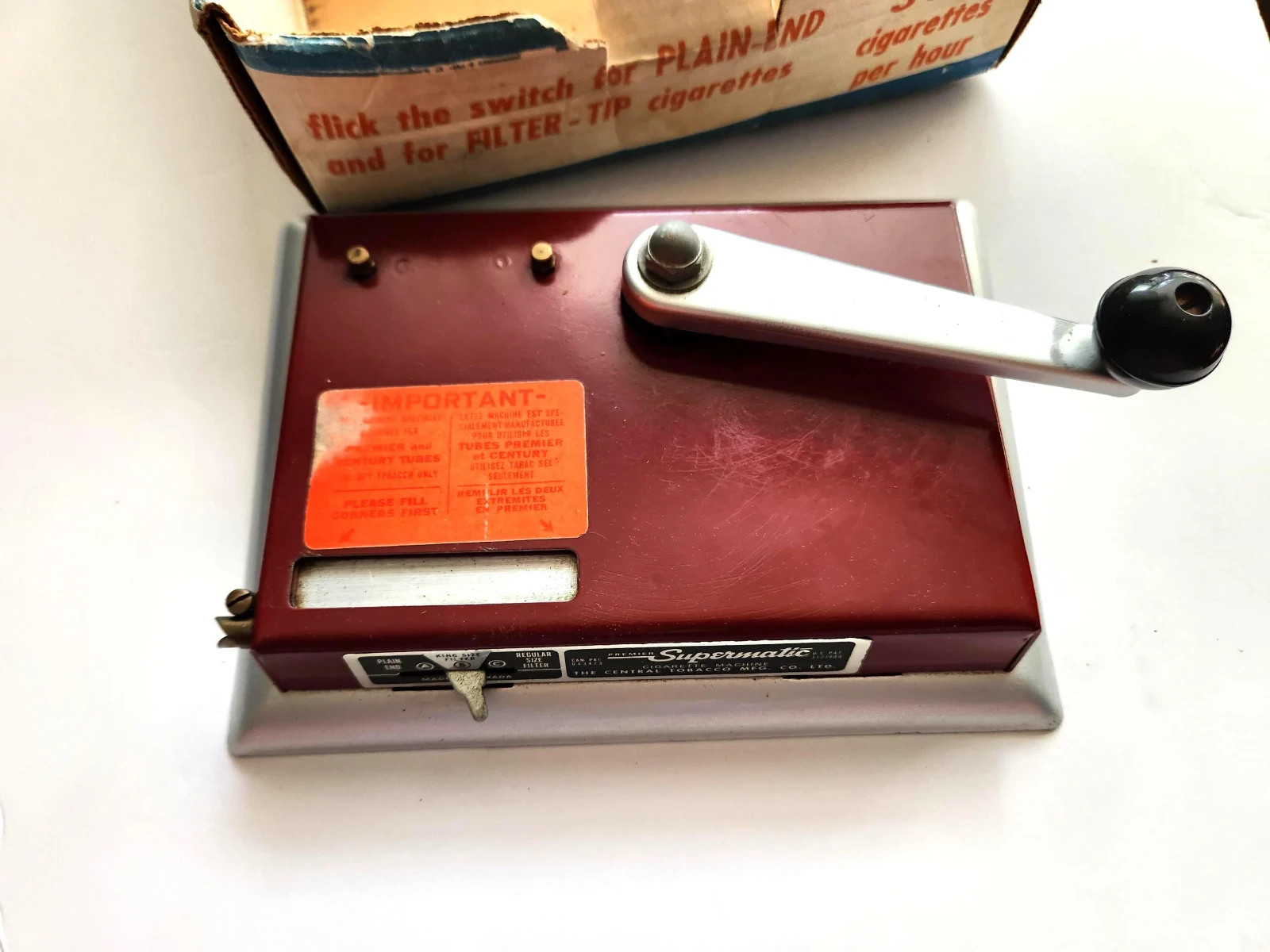 Premier Supermatic Cigarette Making Machine Vintage 1950's rolling your own