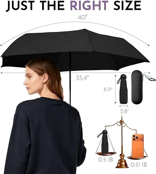 Travel Mini Umbrella Compact & Lightweight | UV Protection | Quickdraw System