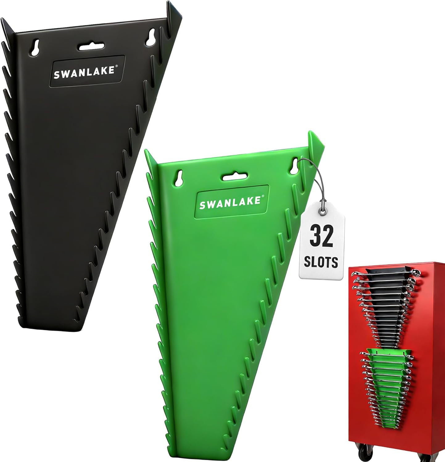 SWANLAKE GARDEN TOOLS Magnetic Wrench Organizer 2-Piece, 32-Slot Drawer Storage,