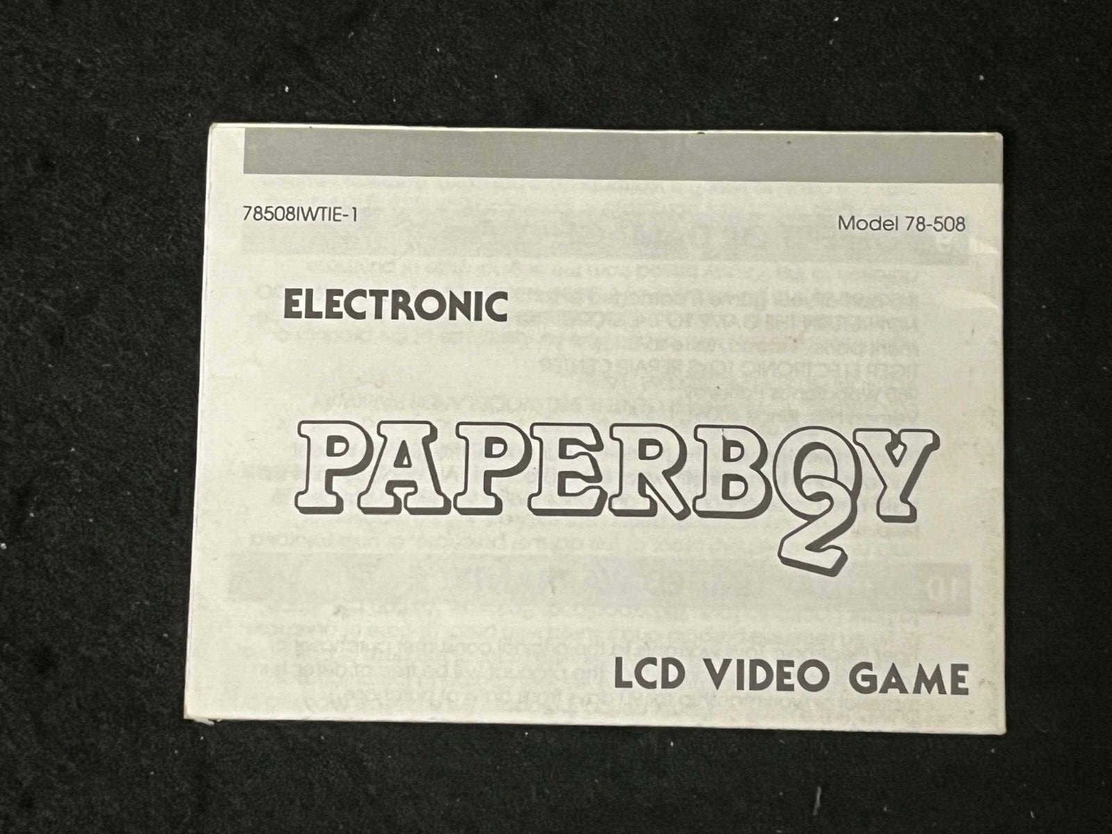 ELECTRONIC PAPERBOY 2 LCD VIDEO GAME MANUAL