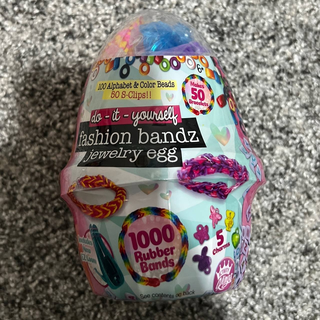 2 pack iLY DIY Fashion Bandz Jewlery Egg 100 Alphabet & Color Beads 50 S-Clips