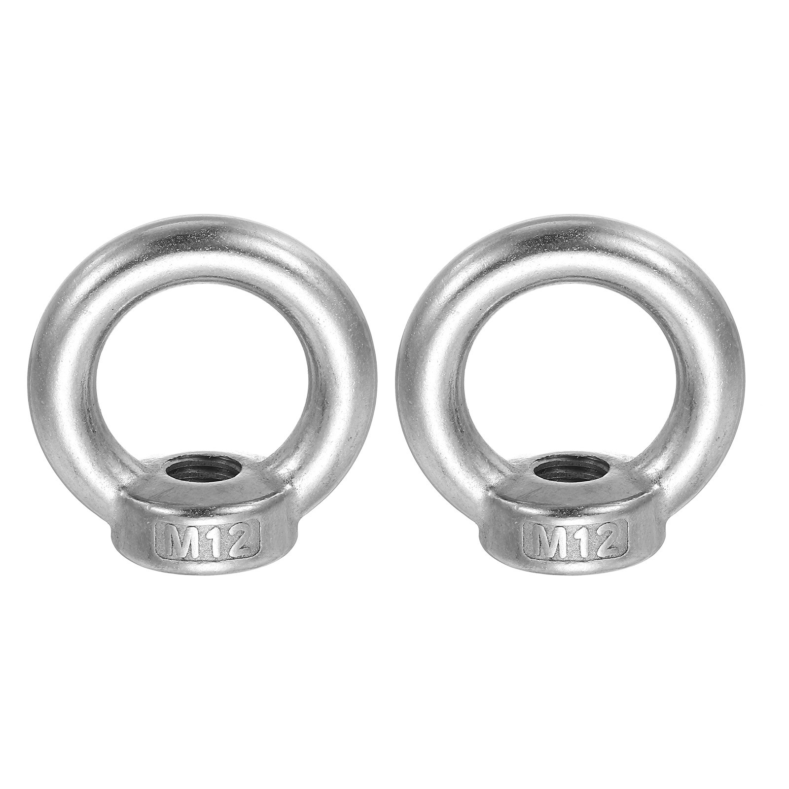 2 Pcs M12 Lifting Eye Nut Stainless Steel Ring Shape Female Thread Nuts Fastener