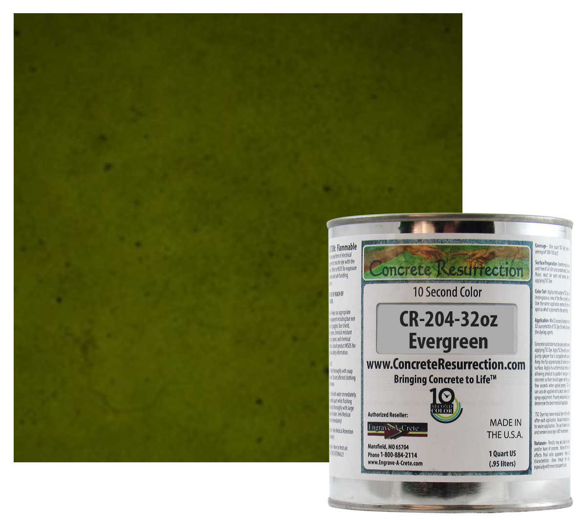 Fast Drying Concrete Stain-Professional-Easy to Use 100-150sq ft Evergreen