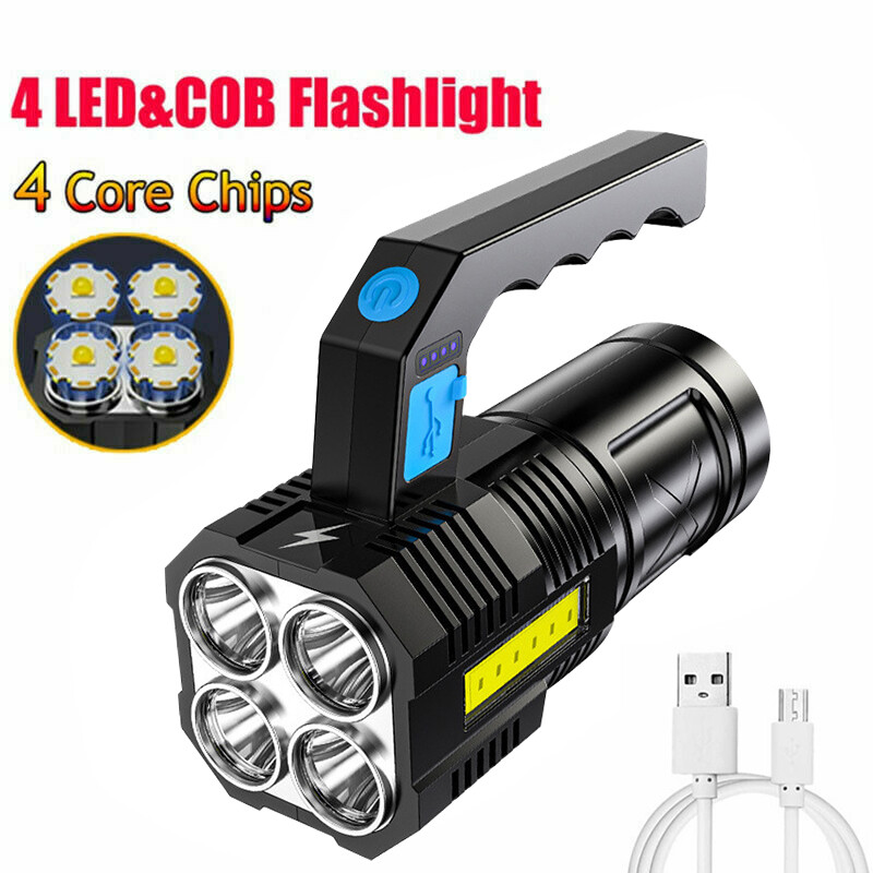 Powerful LED flashlight Tactical flashlight rechargeable work light 4 lighting