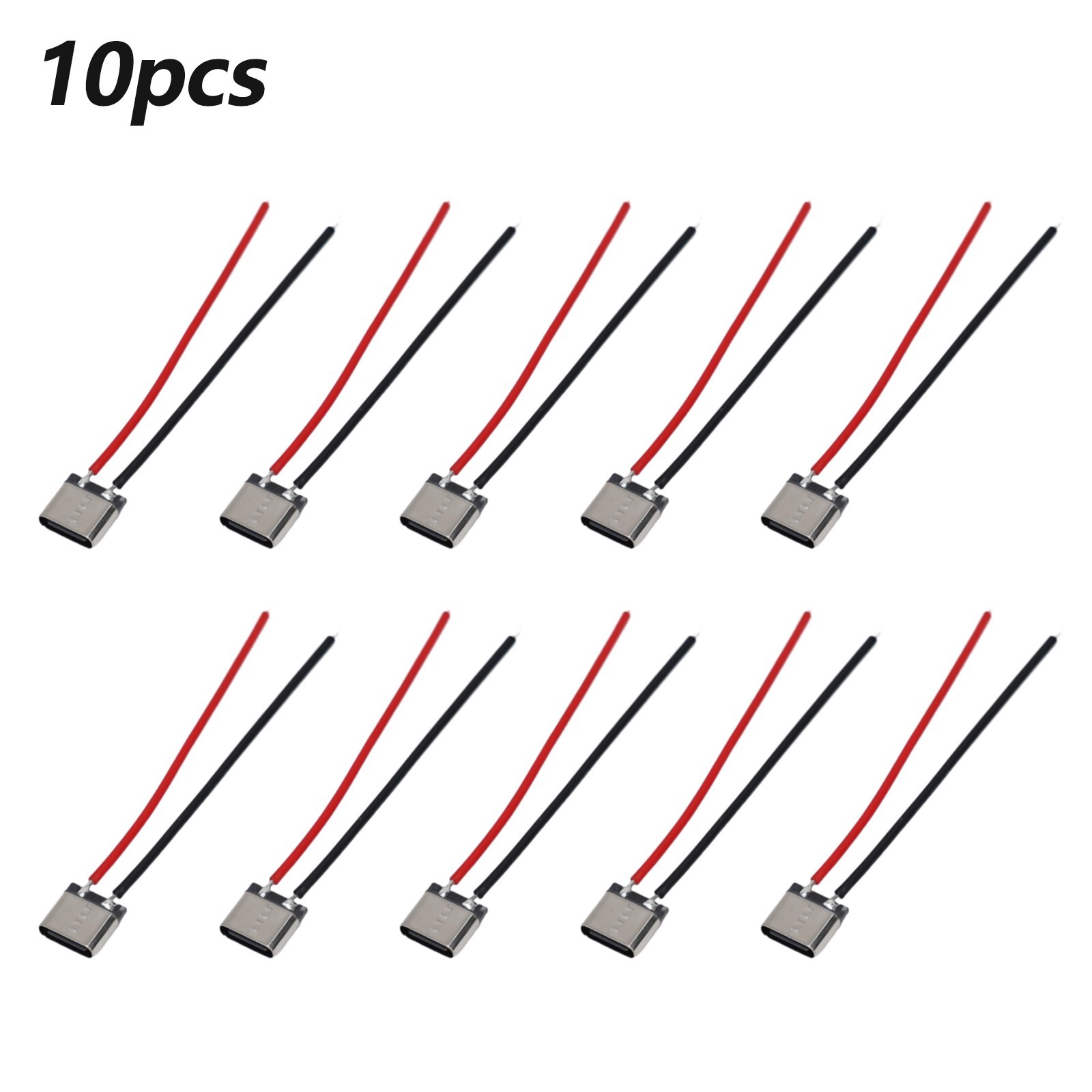 High Quality USB C 2Pin Welding Wire Female Connector Cable 10pcs Pack
