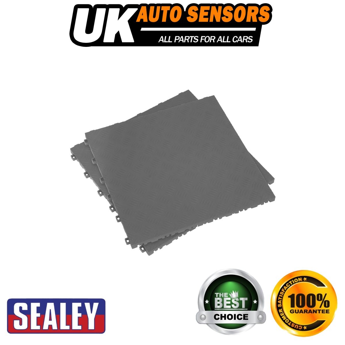 Sealey Polypropylene Floor Tile 400 x 400mm Grey Treadplate Pack of 9 FT3G