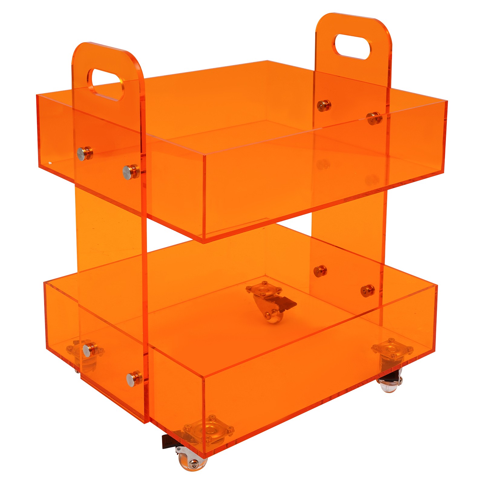 Acrylic Side Table Free Standing Storage Rack with Wheels Modern Bedside Table