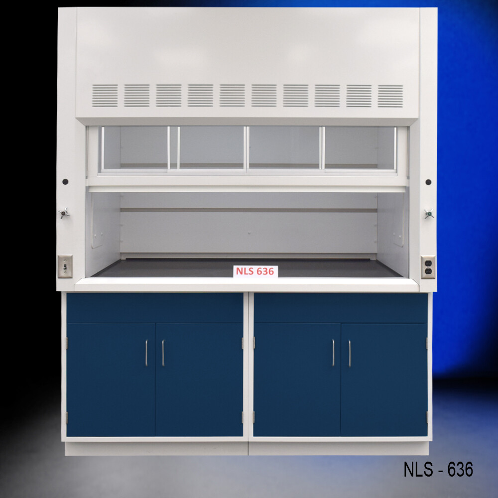 6'x4' Laboratory Fume Hood w/ Storage Cabinets / Dual Sash / Valves / E1-900