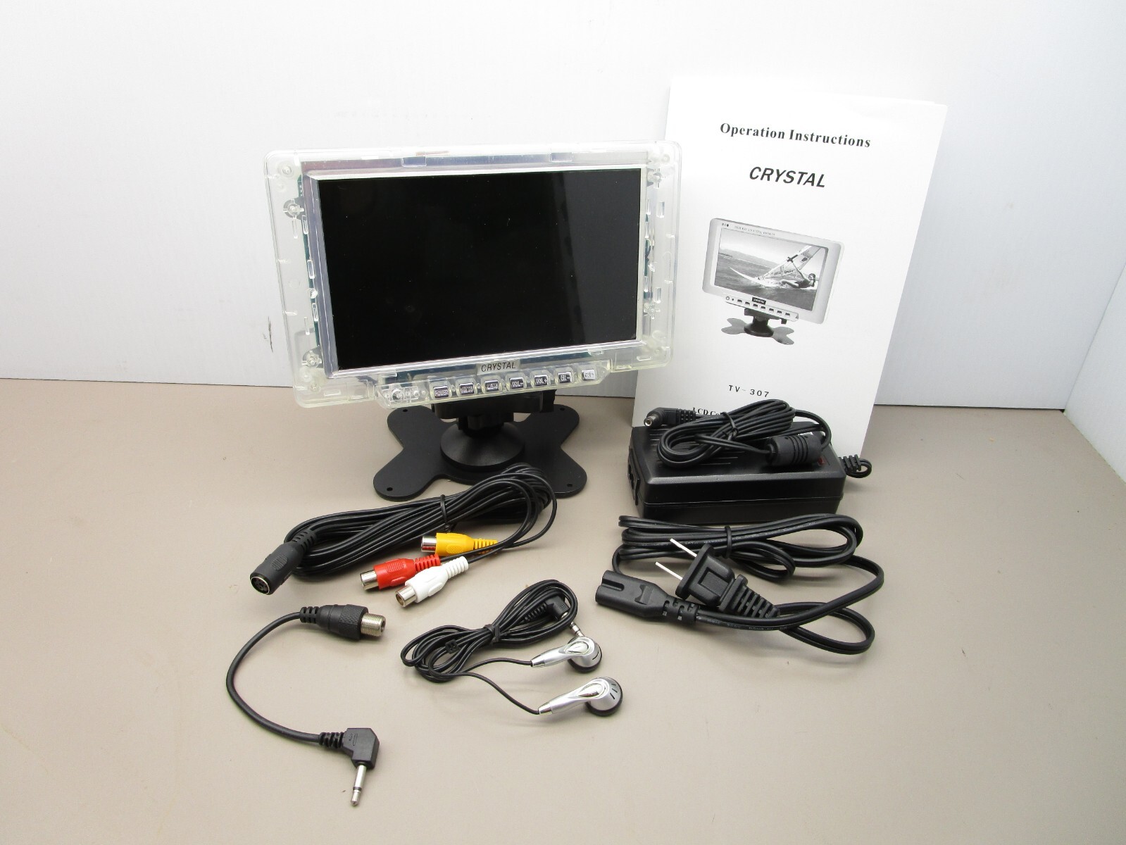 7" LCD Color TV Receiver 12V with AV Cables  Clear Case For Prison Jail Inmates