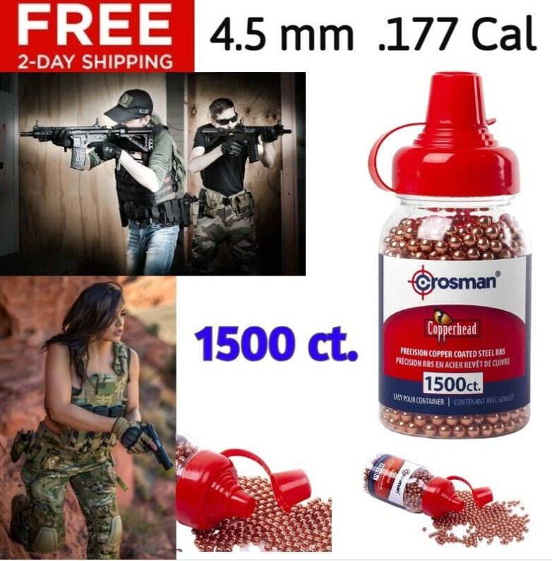 Balines Airgun BBs Cobre Metal Pistola De Aire Municion 4.5mm .177 Cal Crosman