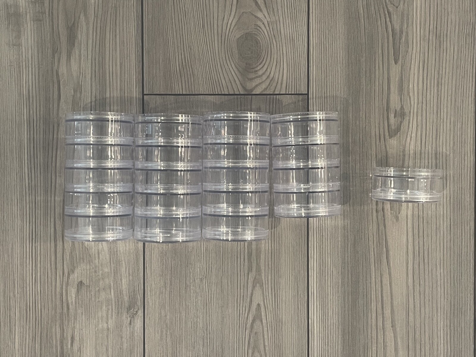 5 Stackable Clear Round Storage Containers for Crafts Beads 2.75" Round