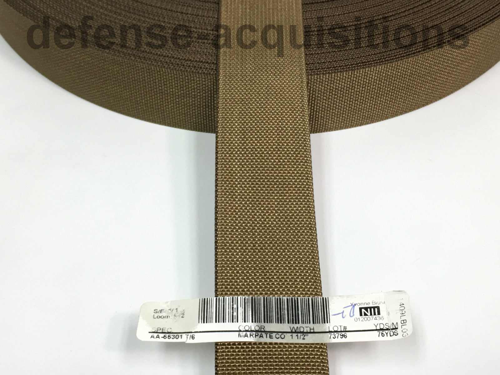 1.5 INCH MilSpec Military Webbing MIL-AA-55301 T/6 COYOTE (MARPAT) Per Yard