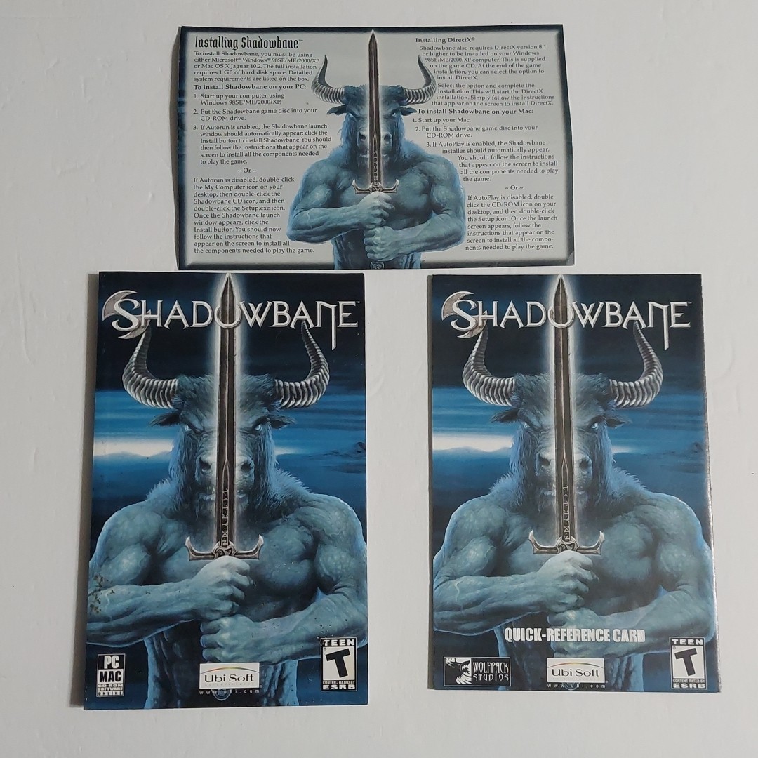SHADOWBANE (Windows/Mac, 2003) Manual And Reference Card Free Shipping