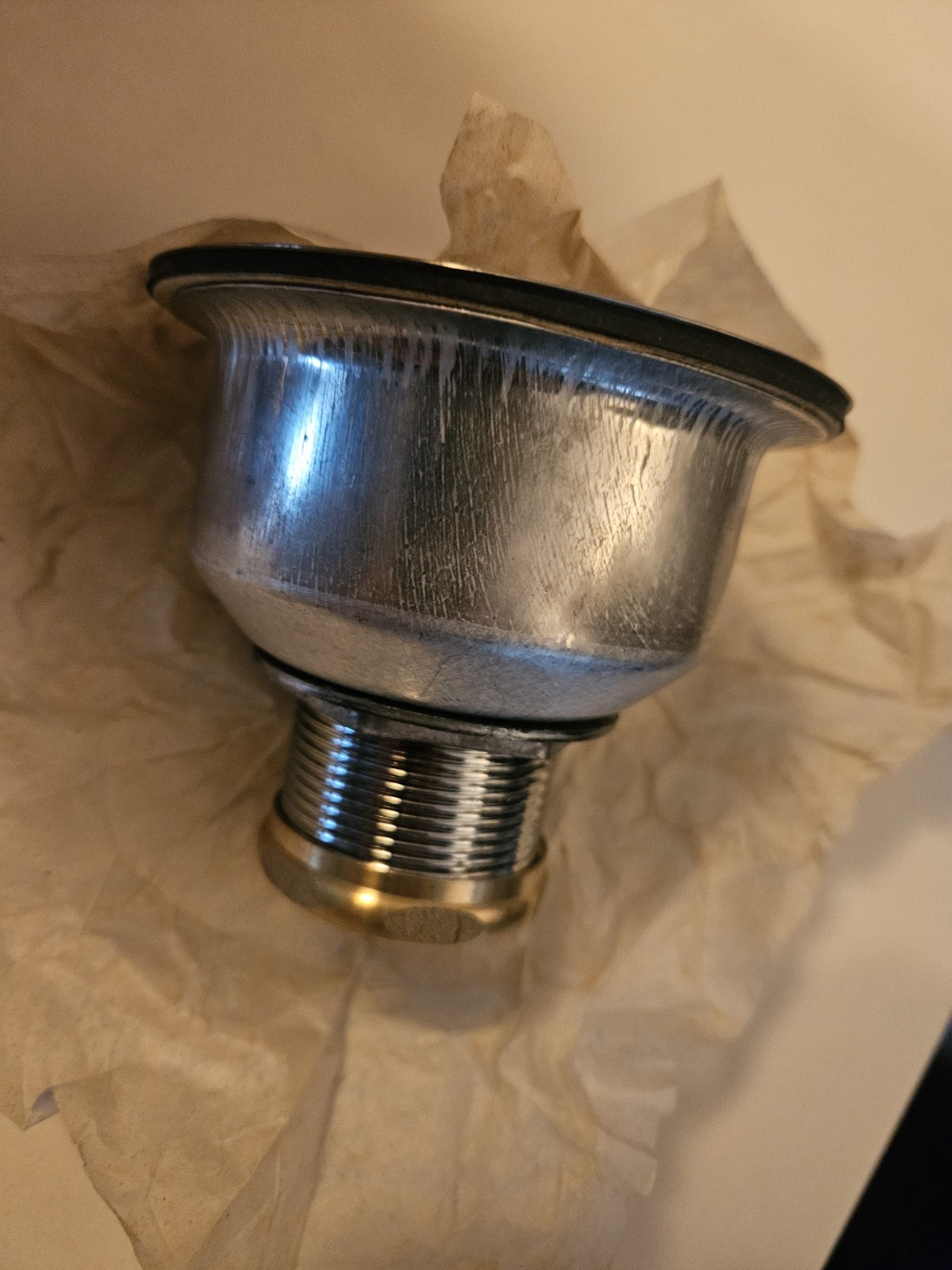 S-D P2000B STAINLESS STEEL Kitchen Sink Drain Assembly w/ Strainer 1950s NOS.