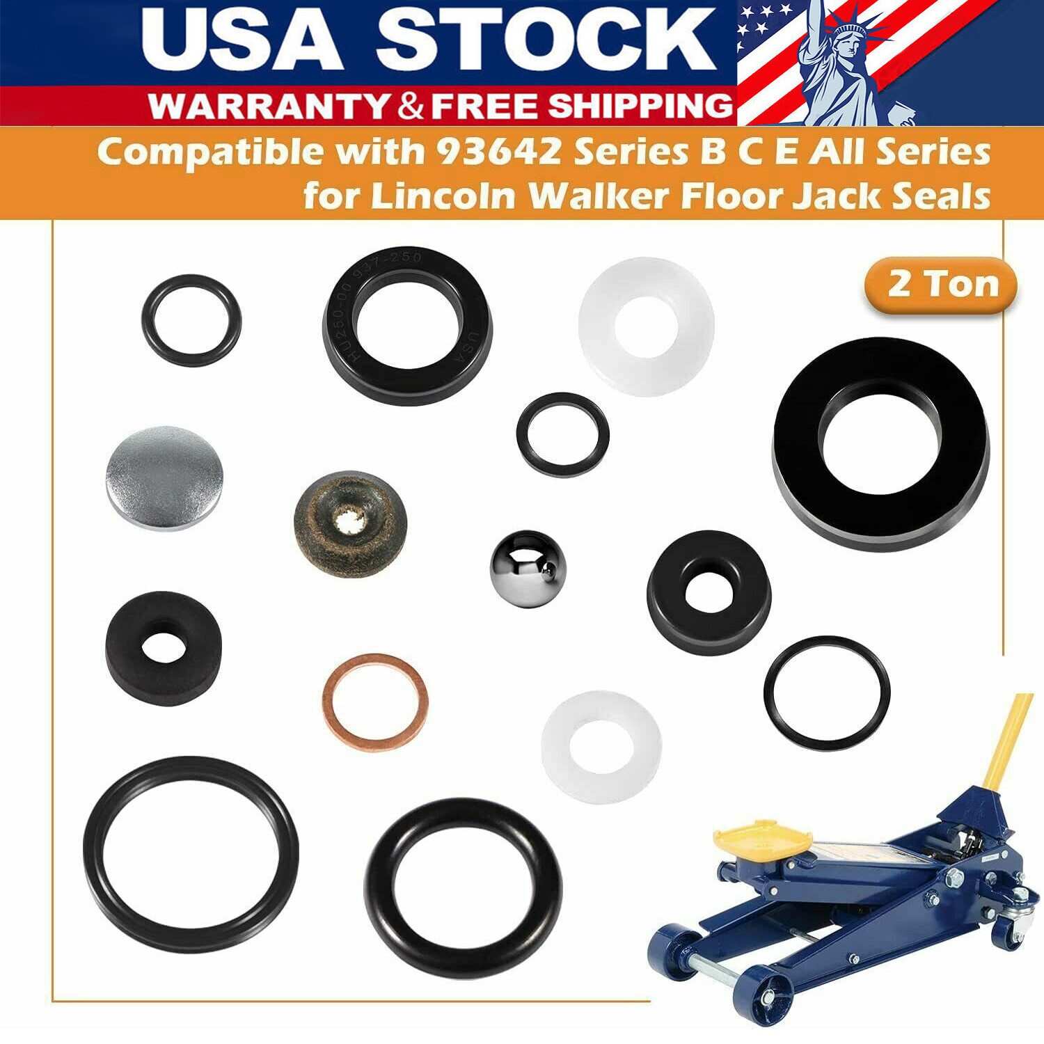 93642 2 Ton Rebuild Kit for Lincoln Walker Floor Jack Covers All Series B C E