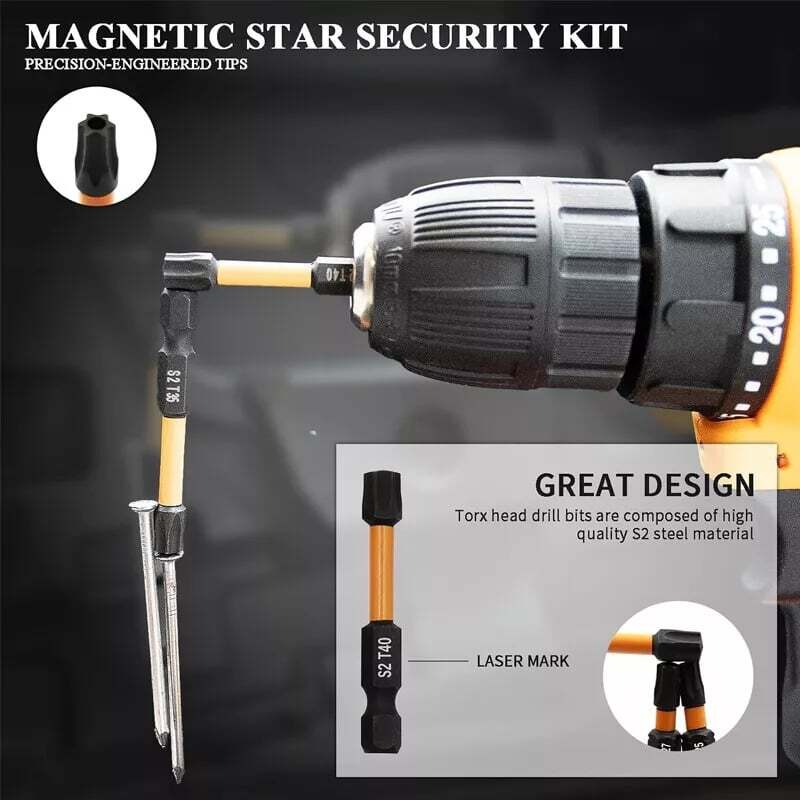 26PCS Torx Screwdriver Bit Set - Security Tamper-Proof Hex Shank (Home/Workshop)