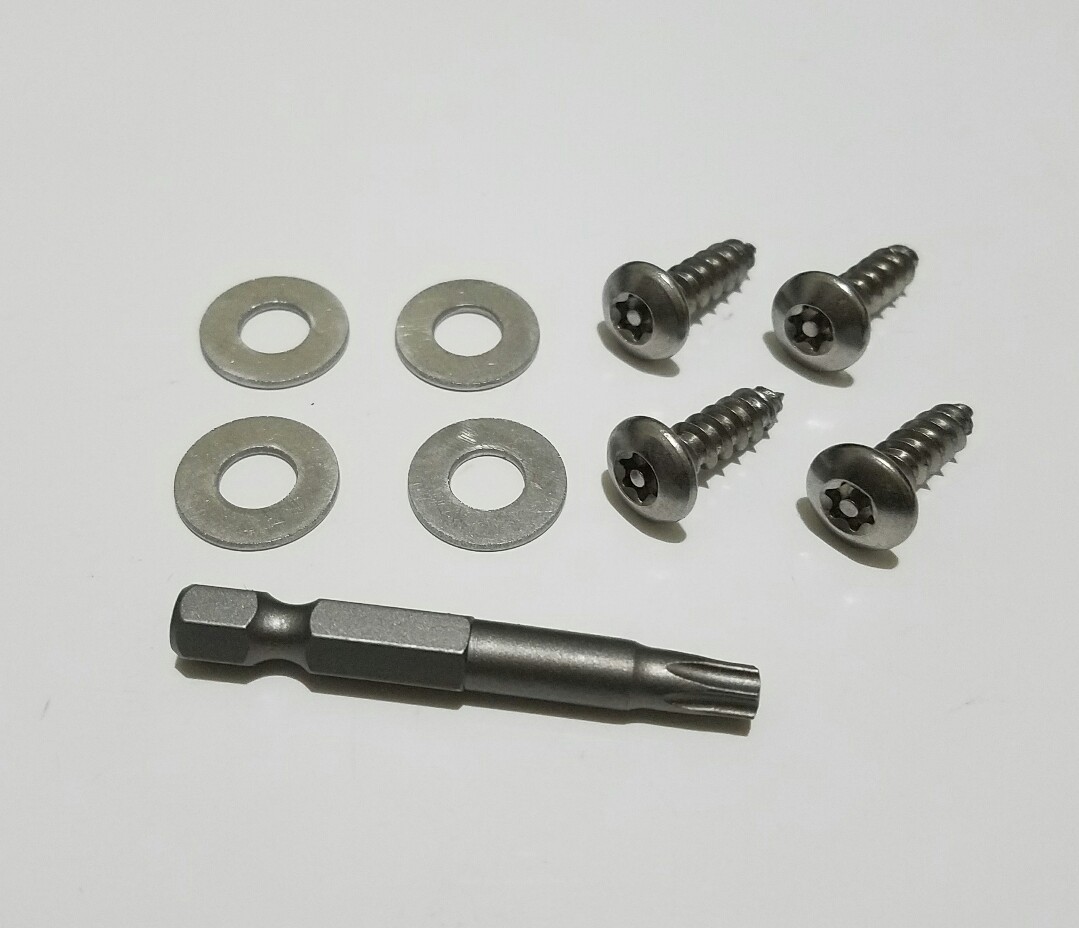 4 Domestic Theft Deterrent Auto Security License Plate Screws Stainless Steel