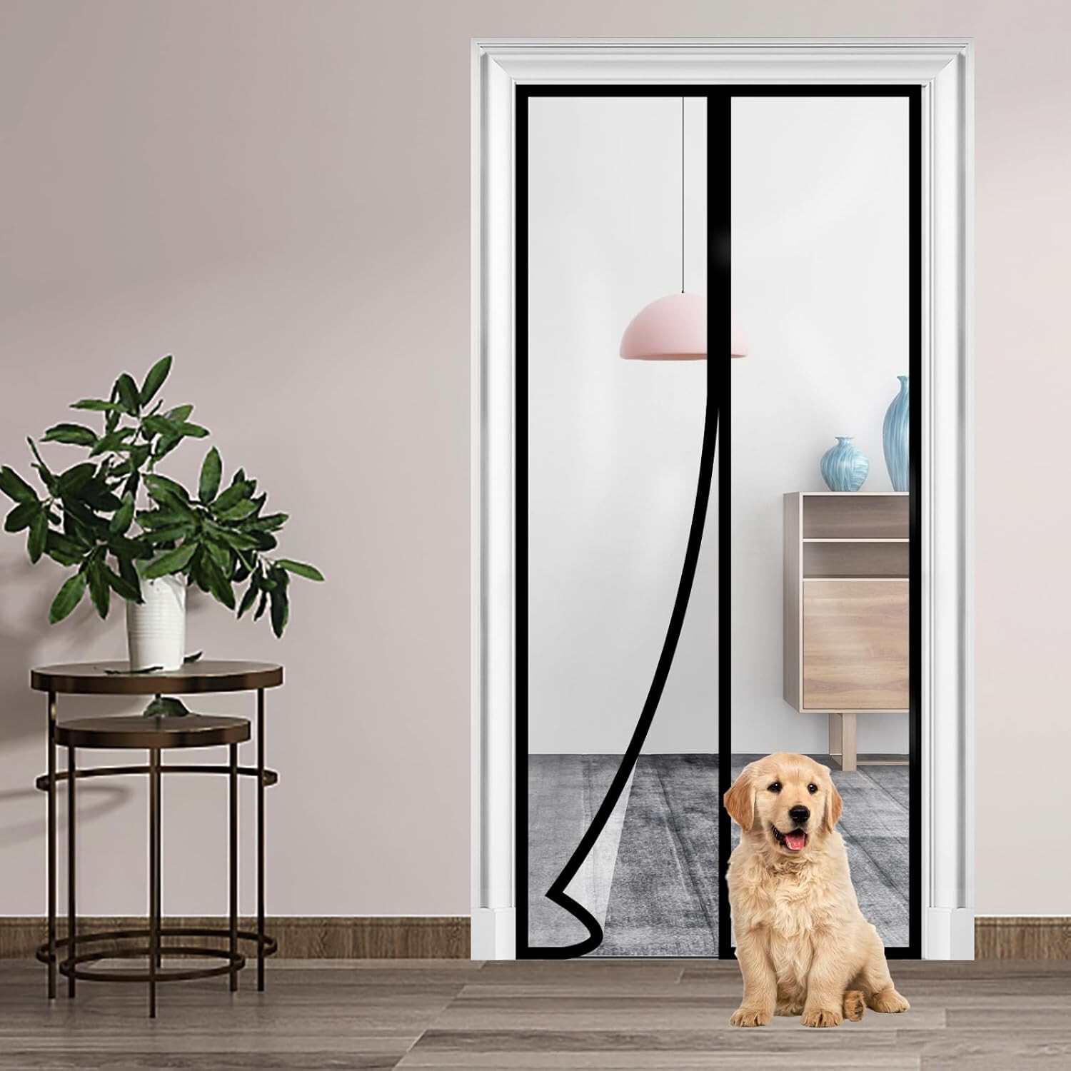 Transparent Insulated Door Curtain，Magnetic Thermal Door Screen Auto Closer F...