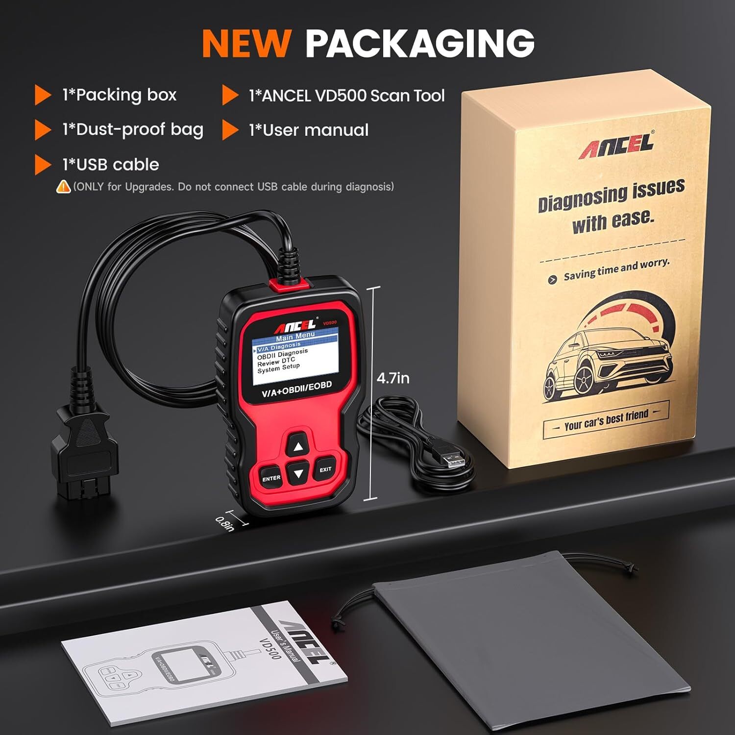 Ancel VD500/VD700/BM500/BM700/LD700/VOD700/BZ700/TD700 OBD2 Code Reader Scanner