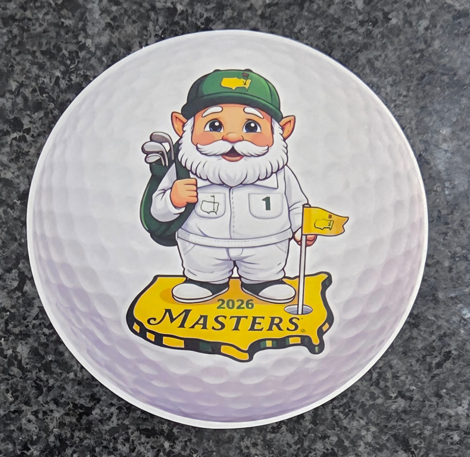 2026 The Masters Golf Gnome Golf Ball Decal Vinyl Sticker Water Resistant UV Lam