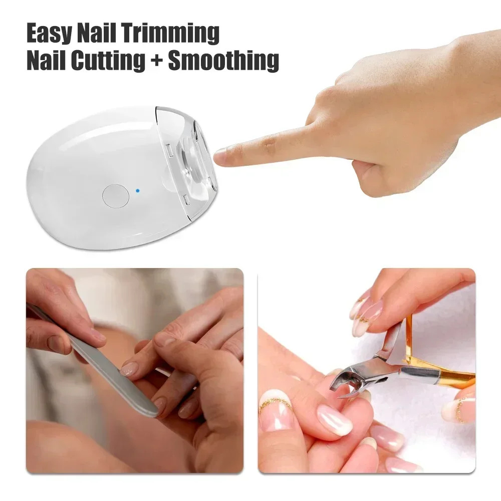 2 IN 1 Electric Nail Cutter With LED Light Automatic Nail Grinder Trimm
