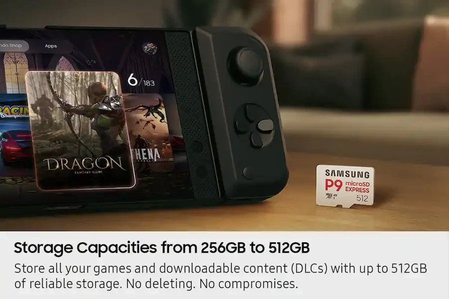 Samsung P9 Express Gaming microSD Card 256GB microSDXC for Switch 2 Switch OLED