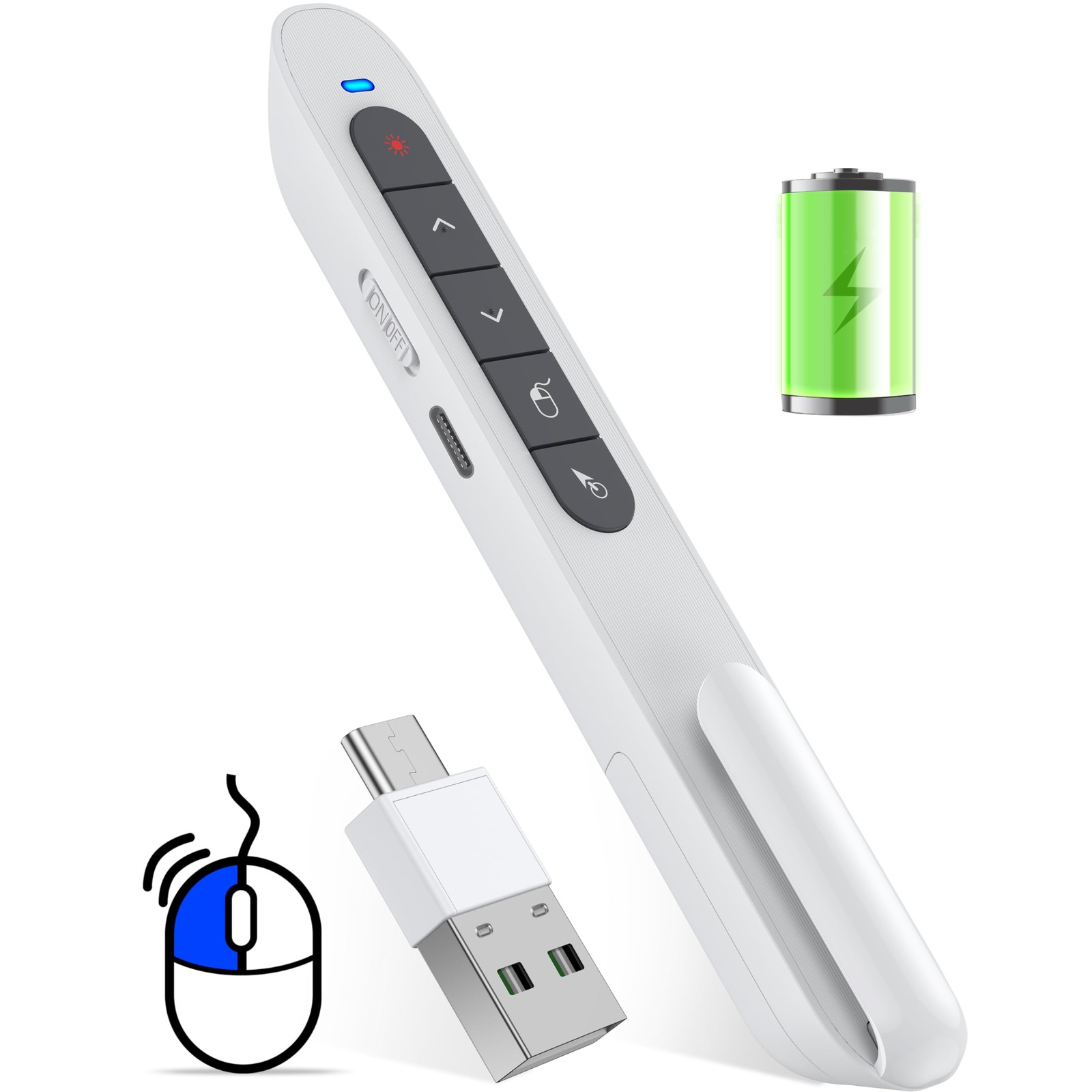 Air Clicker for Presentation Rechargeable Presenter Clicker Remote for Classr...