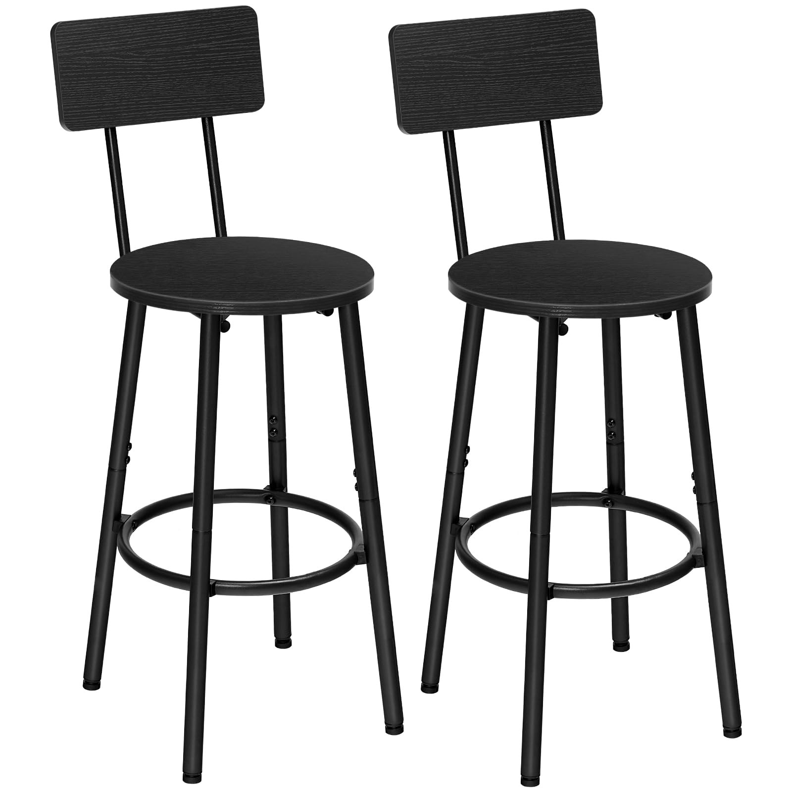 HOOBRO Bar Stools,Set of 2 Round Bar Stools with Back,25.2 Bar Chairs for Kit...