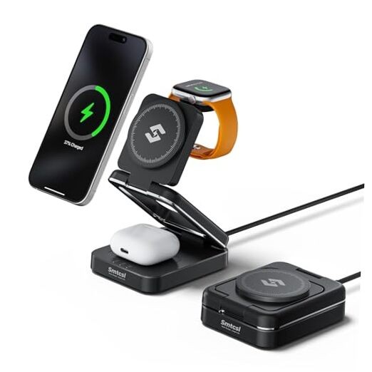 3-in-1 Foldable Wireless Charging Station: Magnetic Charger Pad No Battery
