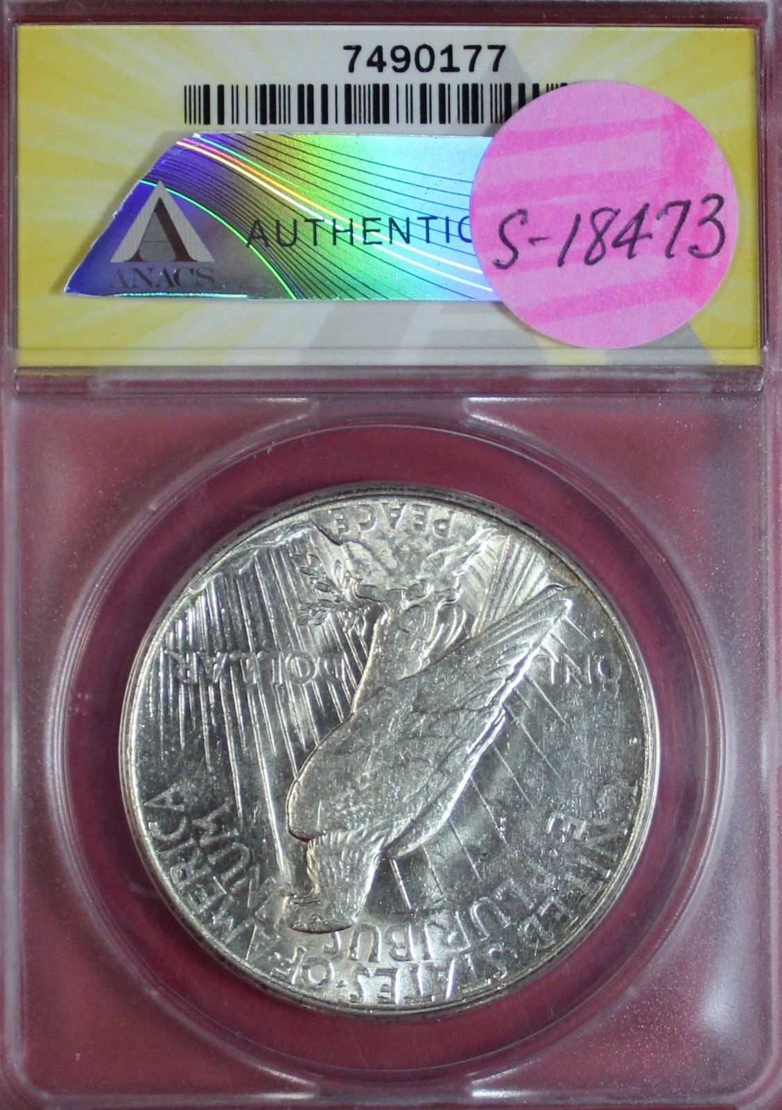 1928-S PEACE DOLLAR ANACS AU53