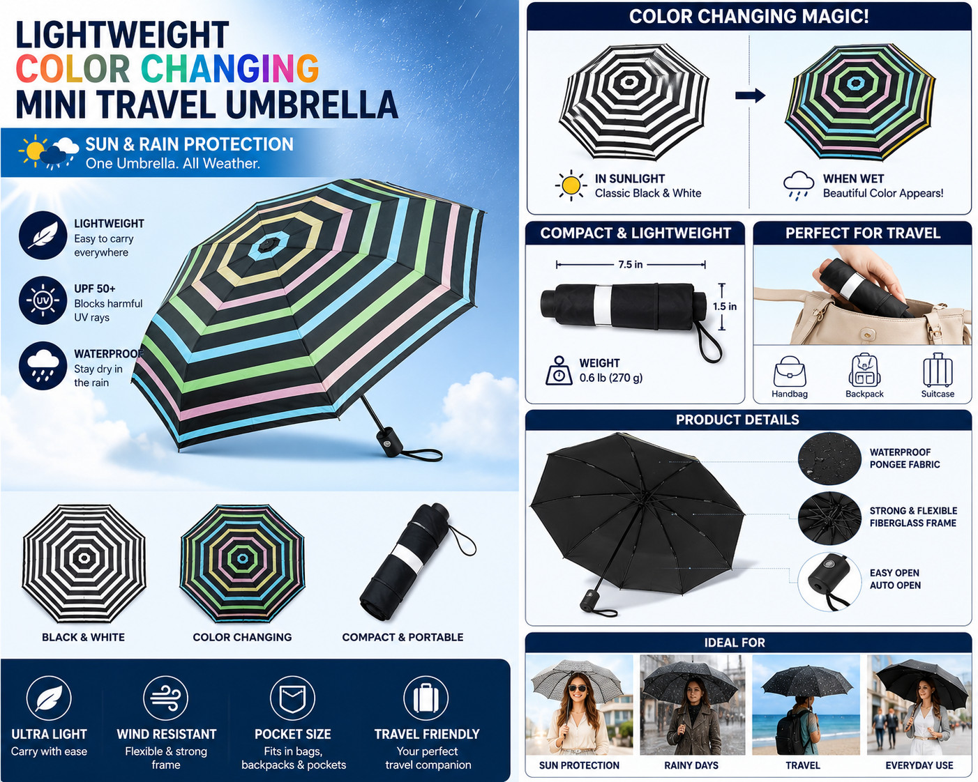Color Changing Mini Umbrella