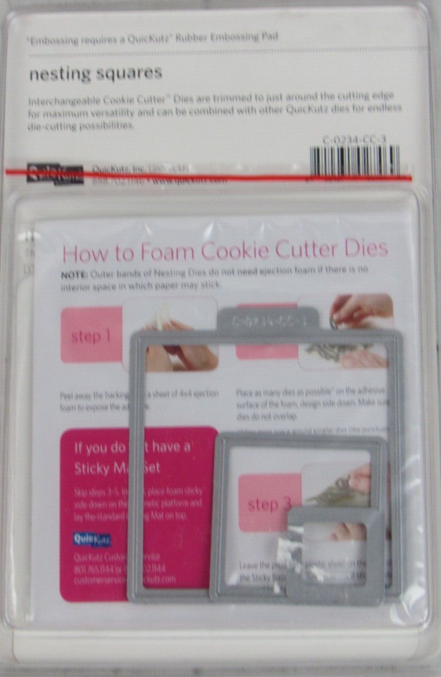 QuicKutz Nesting Squares, Cookie Cutter Dies, 3 Cutting Dies, C-0234-CC-3