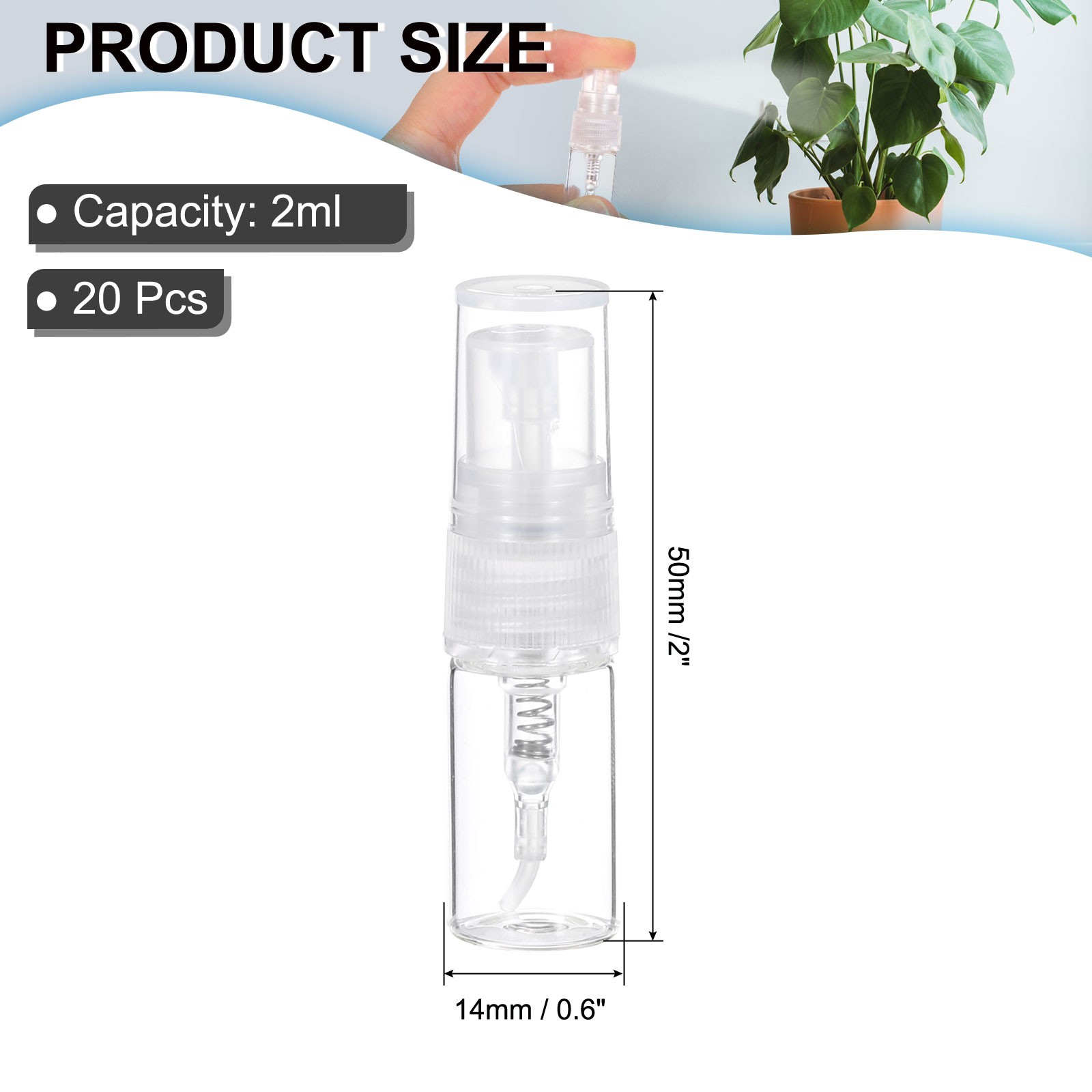 20 Pcs 2ml Glass Mini Perfume Sample Bottle Empty Mini Spray Bottle, Clear