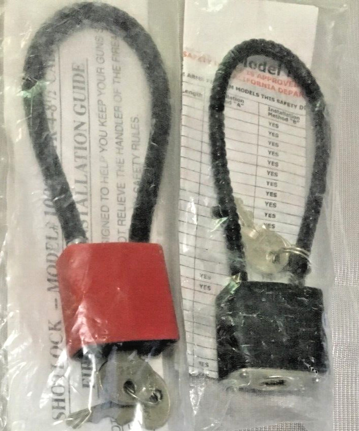 Gun Locks 2 locks with 2 keys each Red & Black Safety Cable Lock