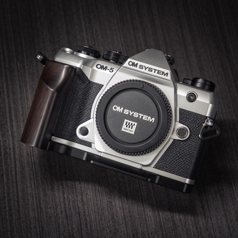 Handmade Wood Camera L HandGrip Aluminum Baseplate for Olympus OM5 Mark II OM5II