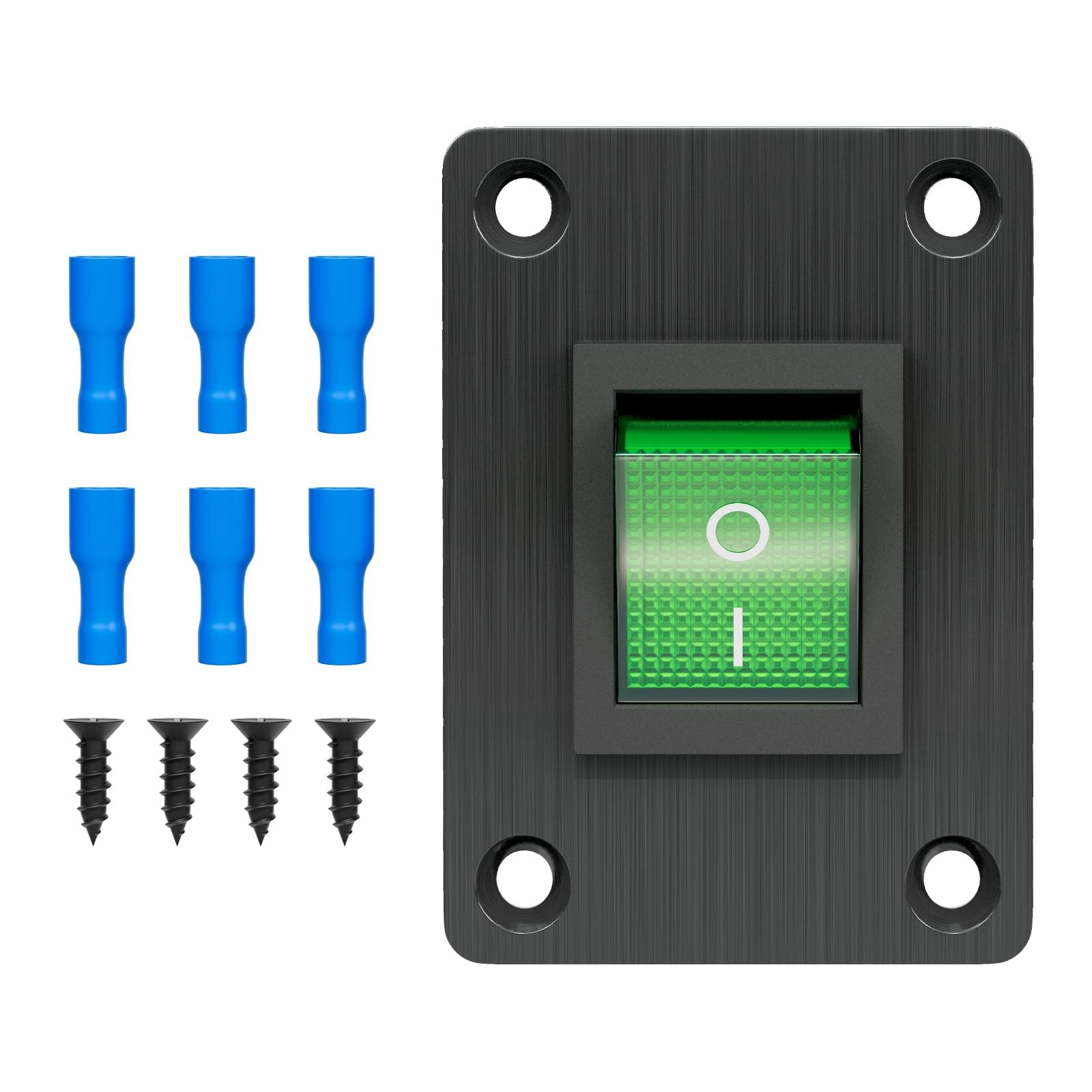 Boat Rocker Switch KCD4 Green 2-Position DPST Panel Switch with 4-Pin Rated a...