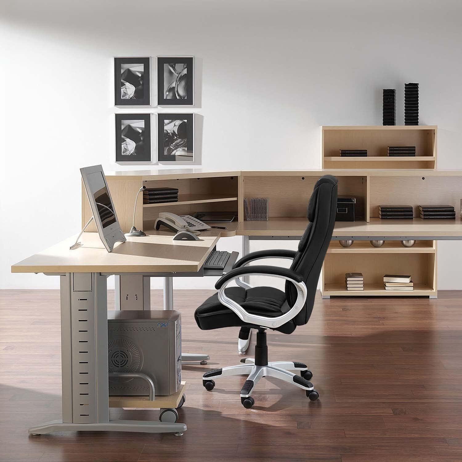 Office Chair High Back Computer Desk Chair PU Leather Adjustable Height Swivel