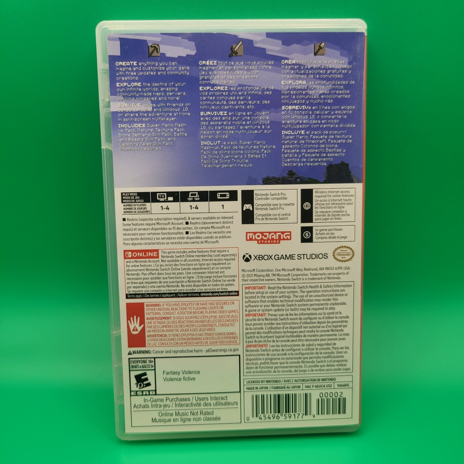 Replacement Case (NO GAME) Minecraft Nintendo Switch - Fast Tracked Shipping