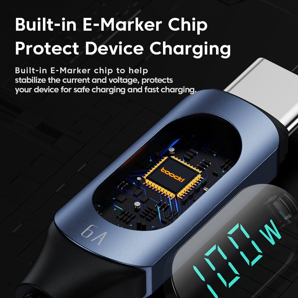 USB Type C to Type C Charging Cable PD 100W Fast Charger Data Cord LED Display