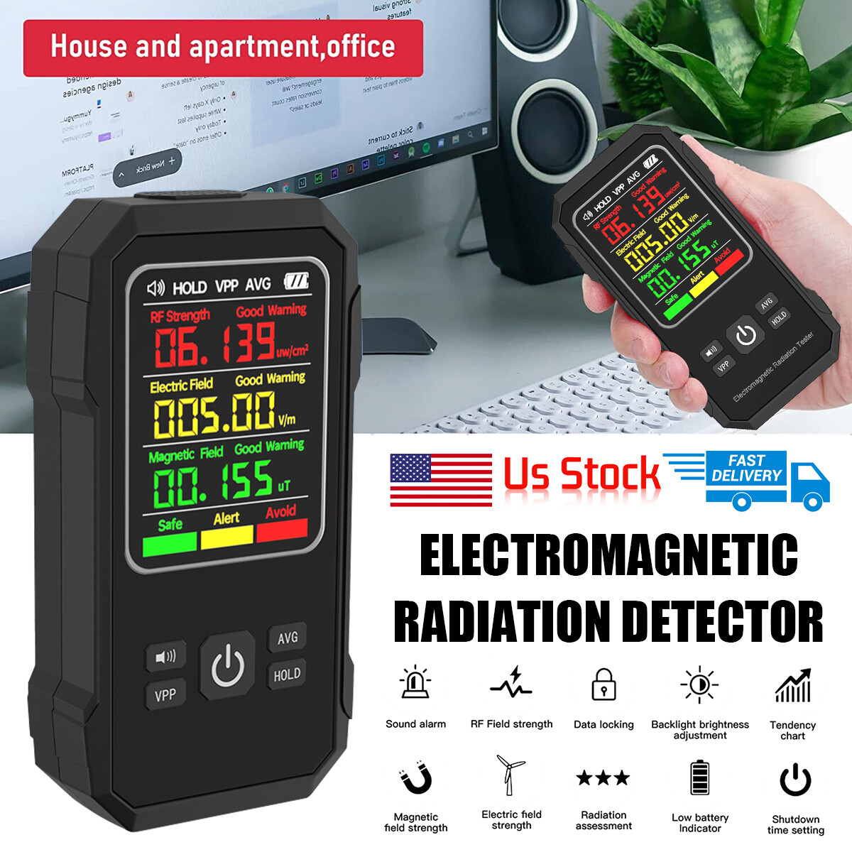 Digital EMF Meter Electromagnetic LCD Field Radiation Detector Geiger Counter
