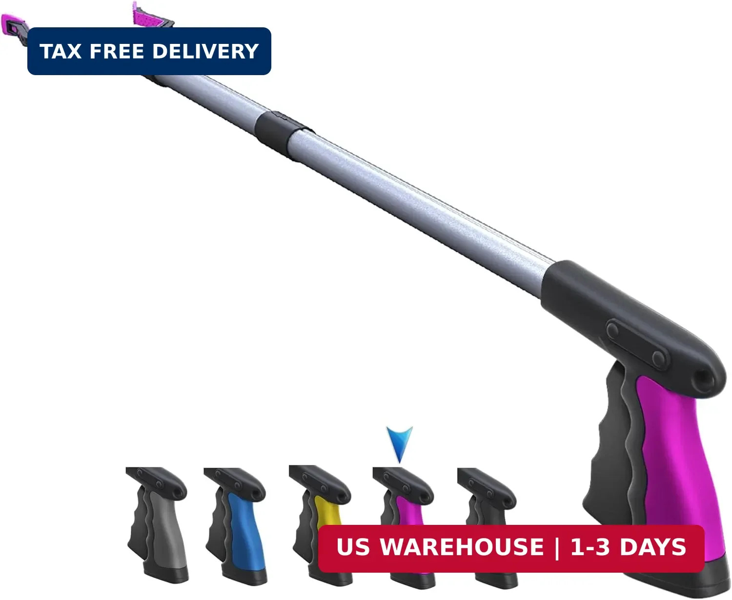 FitPlus 2025 Upgrade PowerGrip T9, Grabber Reacher Tool, Wide Jaw, Foldable, Ste