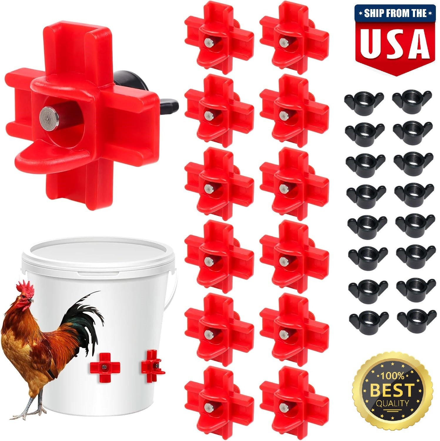 30× Chicken Nipples Automatic Waterer Poultry Drinker Hen Duck Quail Drinking US
