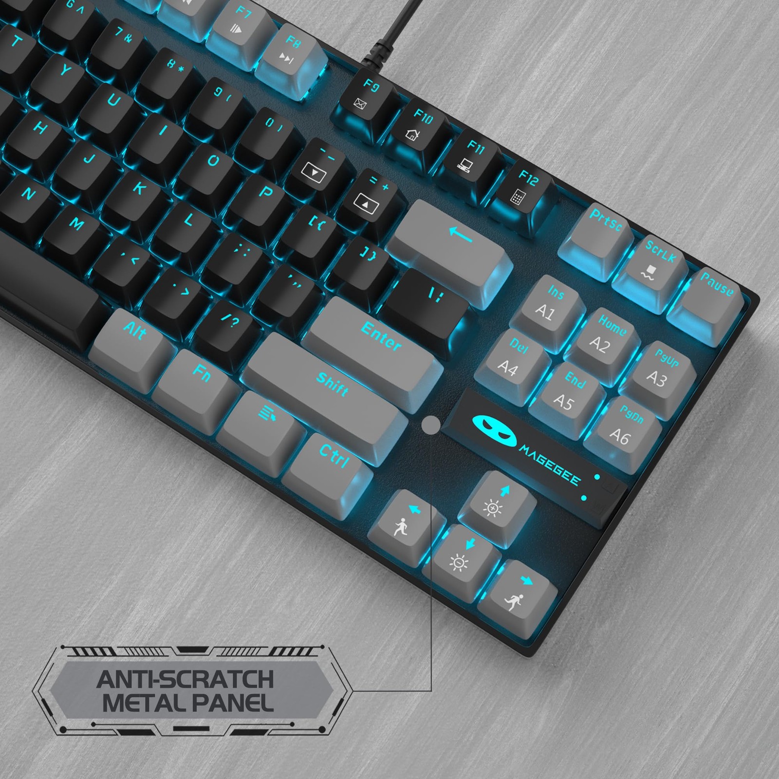 Magegee 75 Mechanical Gaming Keyboard Red Switch Led Blue Backlit 87 Keys
