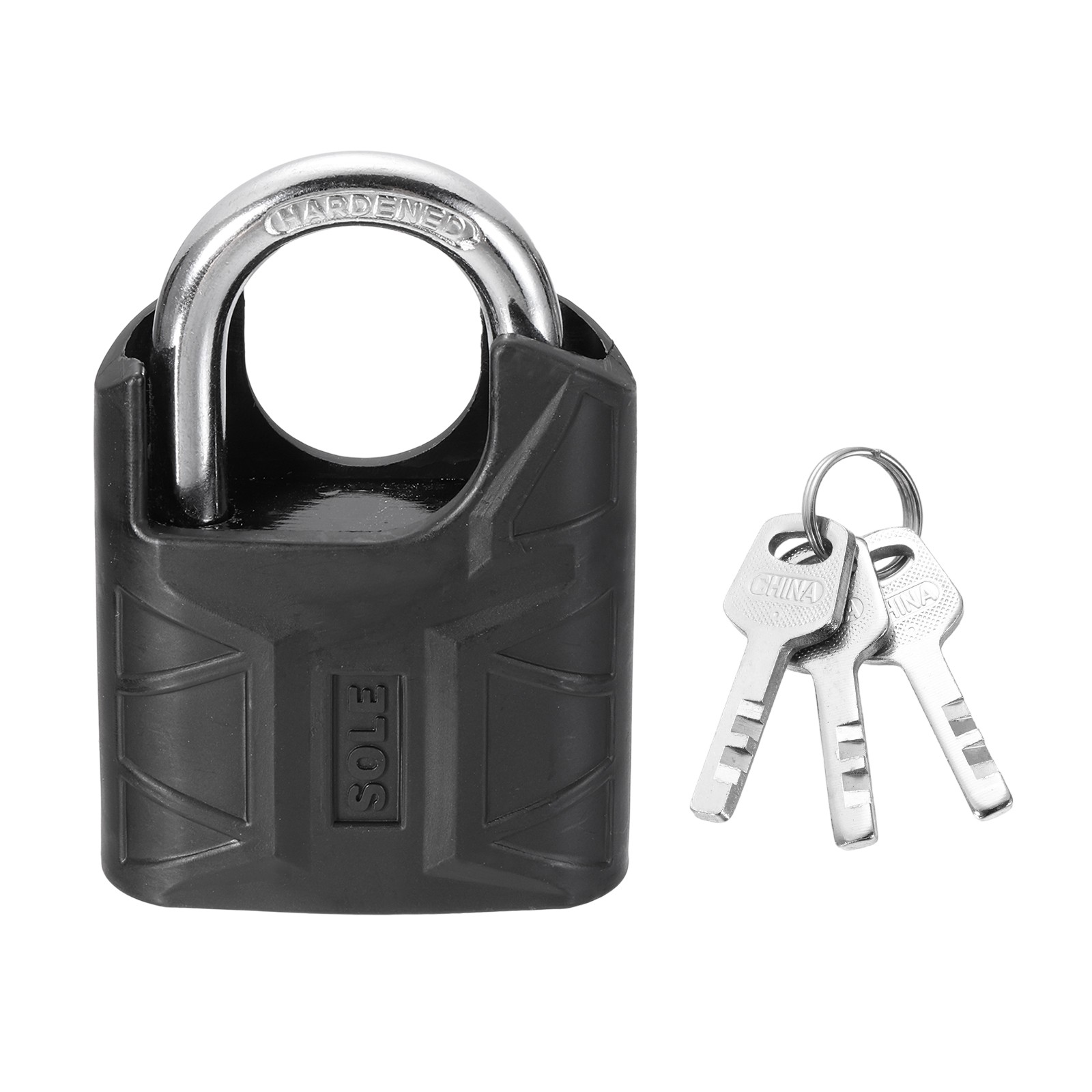 High Security Solid Steel Padlock with Key, Black (2 Inch)
