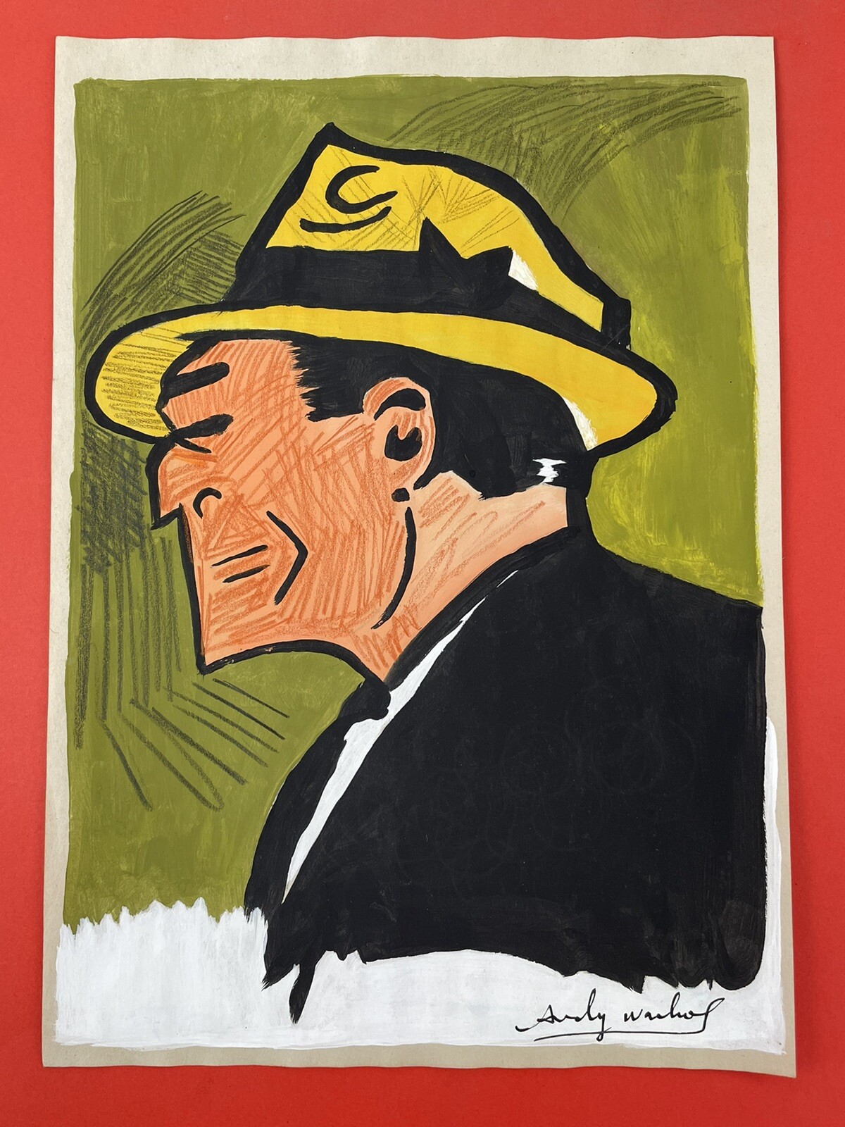 Andy warhol Drawing on paper (Handmade) signed and stamped