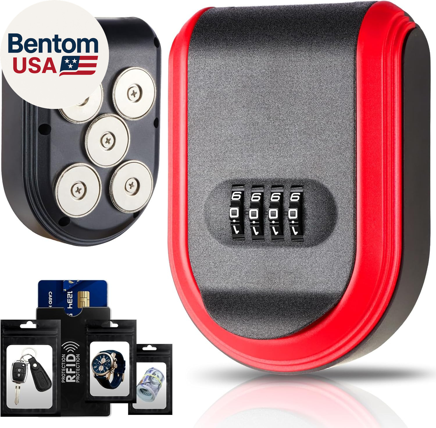 Magnetic Key Box for under Car, Lockbox for Keys with Combination Lock, Signal S