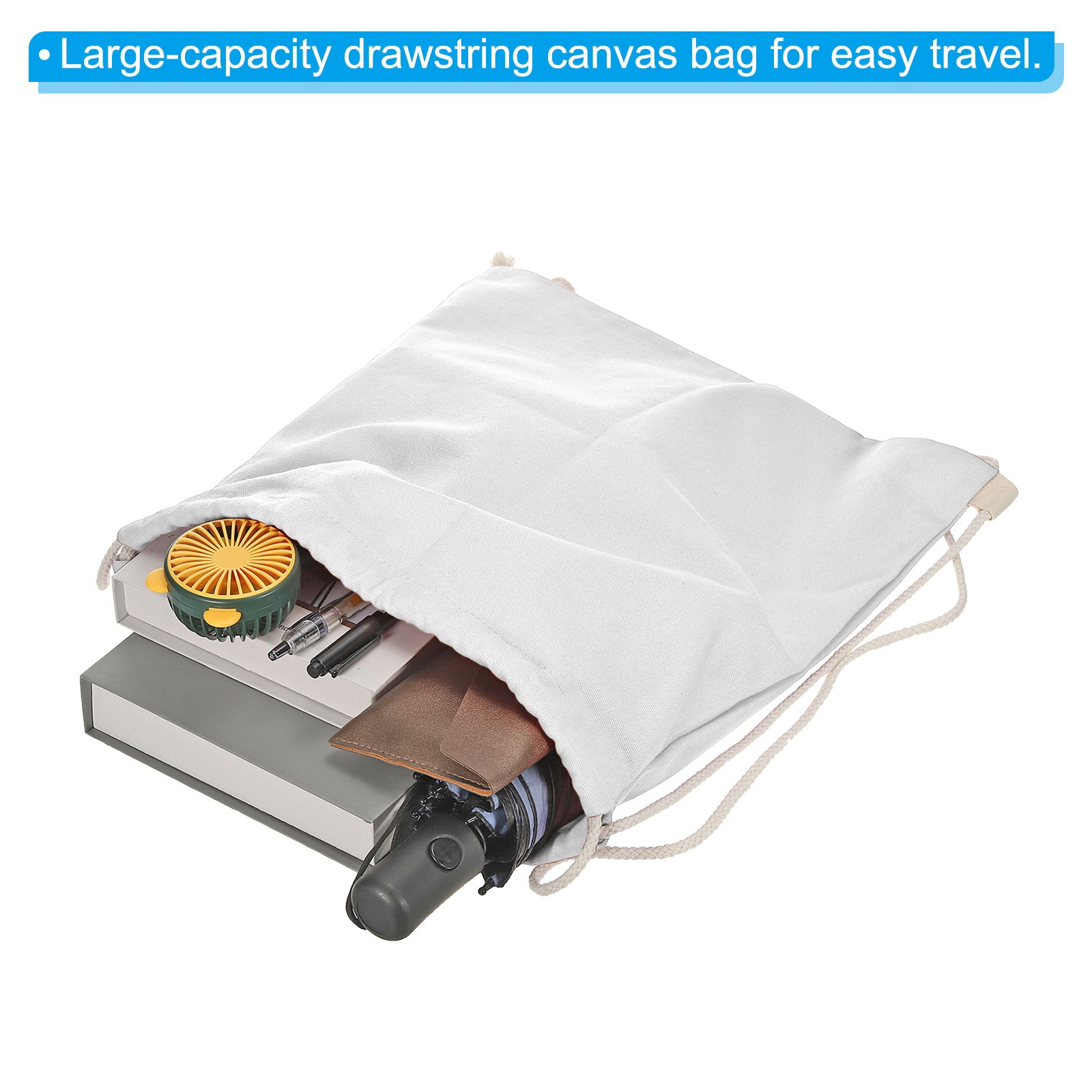 Cotton Drawstring Bags Canvas Drawstring Backpack Sport Gym Bag White