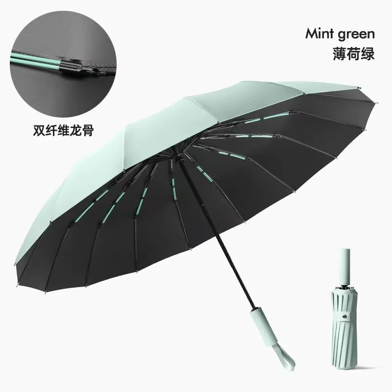 Automatic Folding Umbrella 16K Double Bone Windproof Large Sun Rain Business