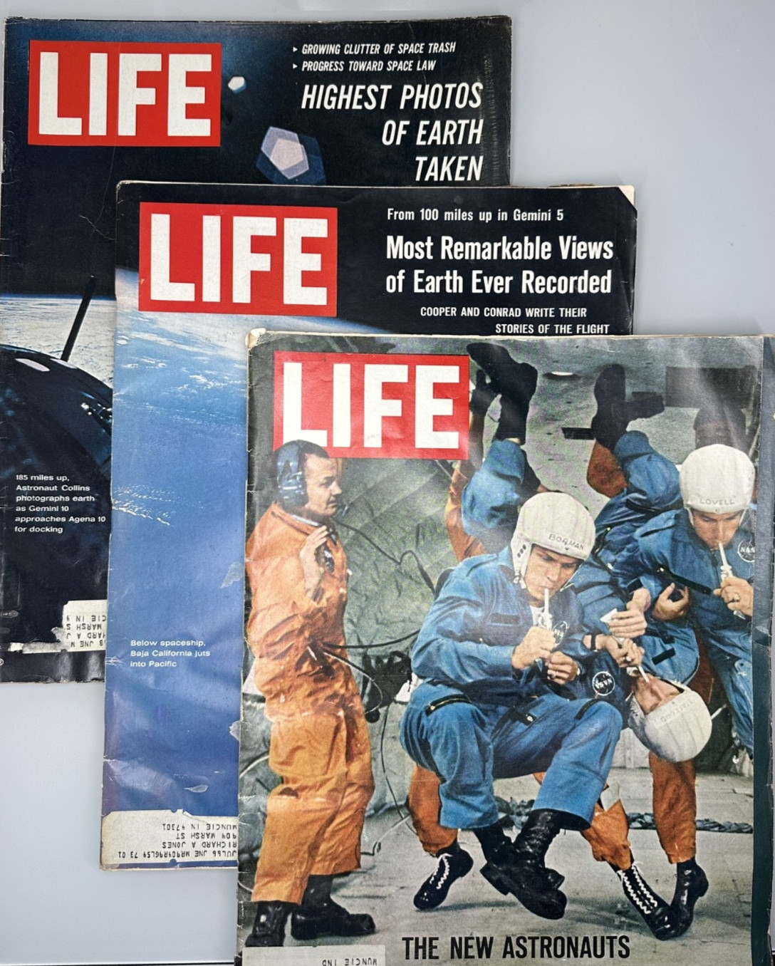 3 LIFE SPACE RELATED MAGAZINES: SEPT 27 1963, SEPT 24 1965, AUG 5 1966 M21