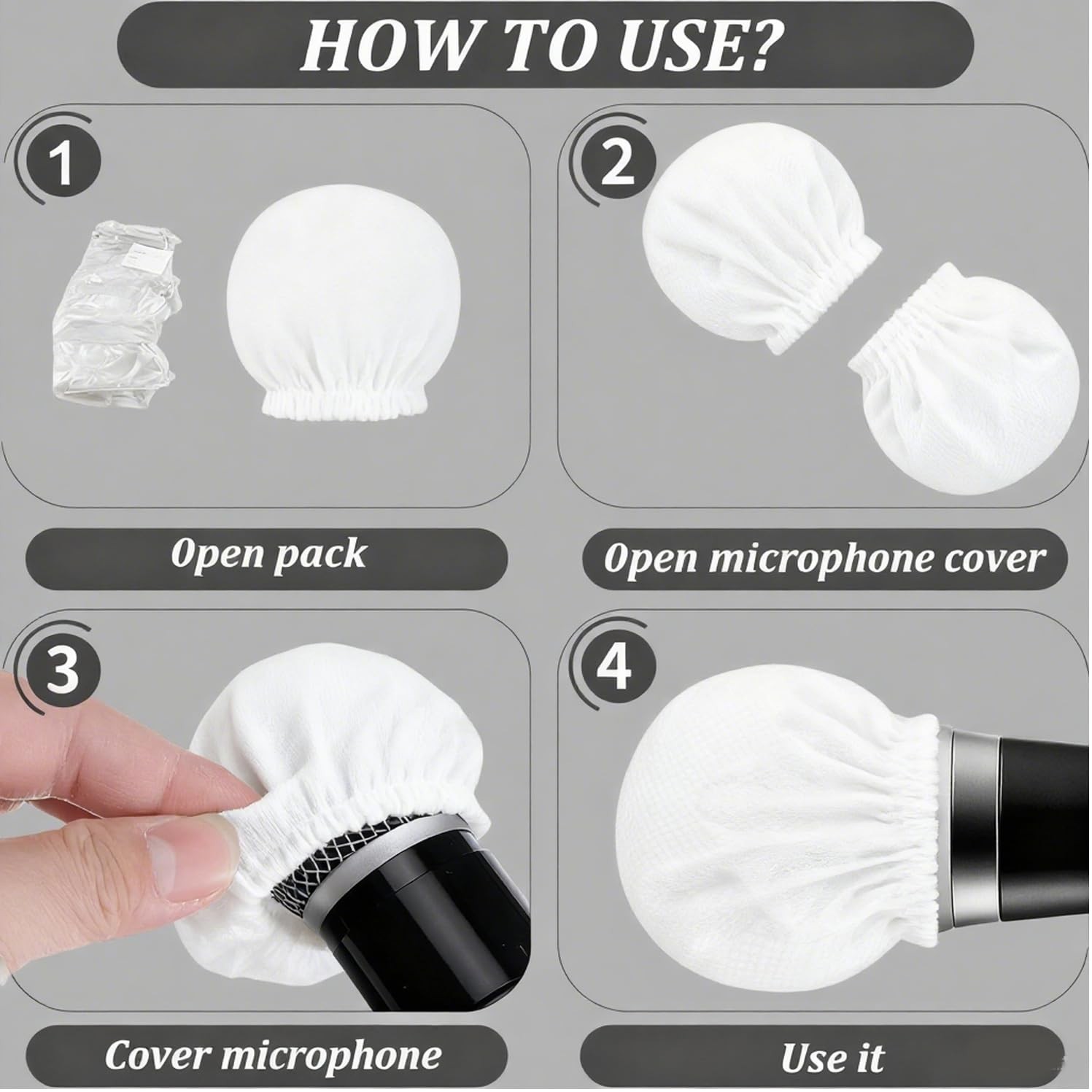 100 Pcs Non-Woven Microphone Cover, Disposable Hygiene Covers, Handheld Micro...